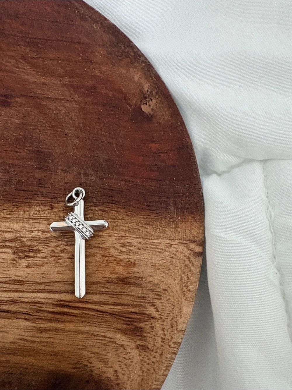 Silver colored Cross Charm Pendant - Elegant